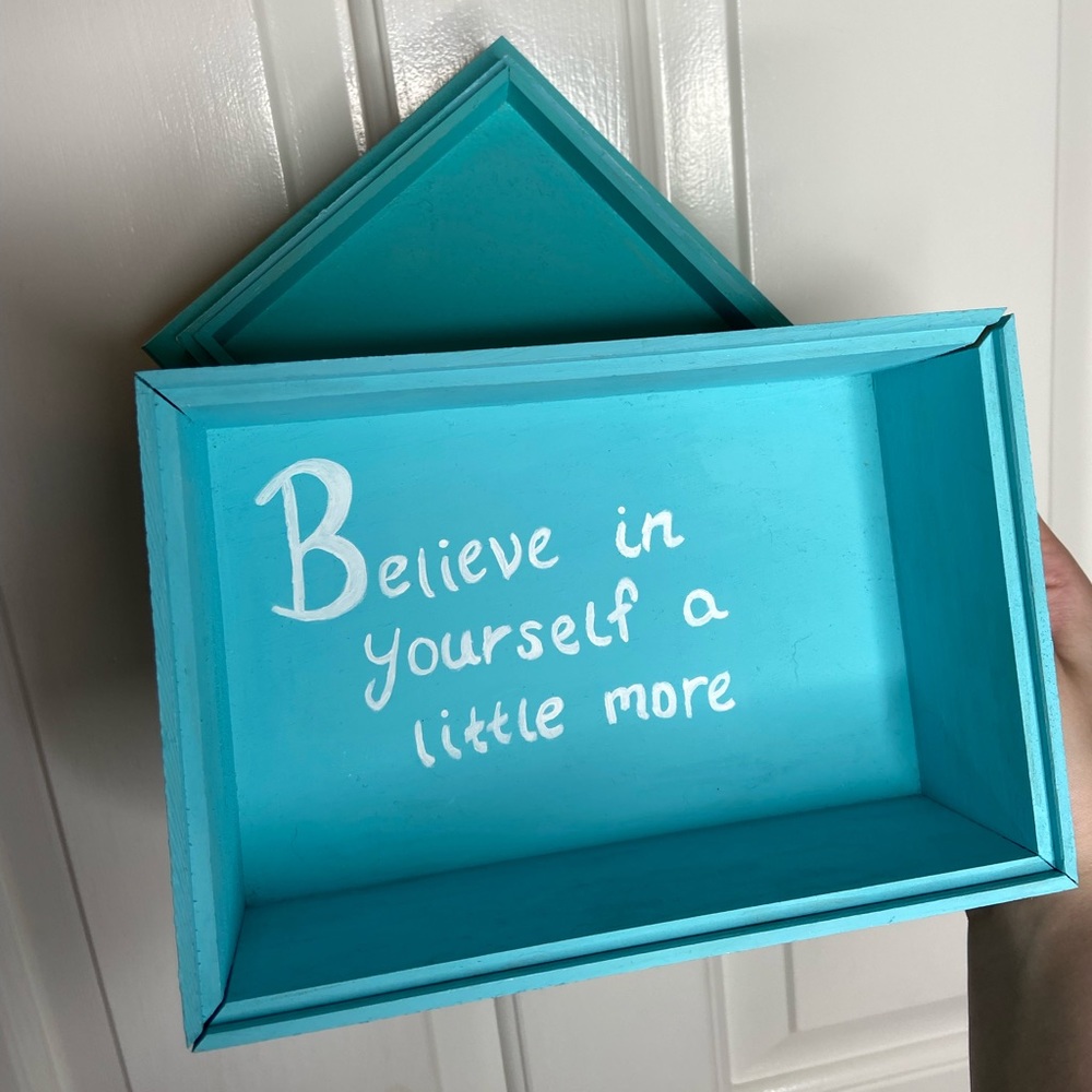 Hand-Painted Light Blue Decorative Wood Box
